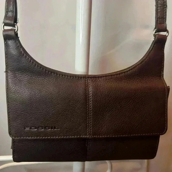 Fossil Brown Leather Wallet Crossbody Organizer - Picture 1 of 9